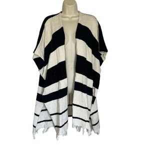 By Together kimono black and cream with fringe at bottom size M/L